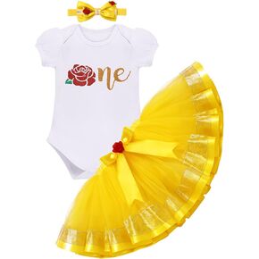 ODASDO Baby Girl Unicorn Bee Theme Birthday Party Cake Smash Outfit Princess Tutu Skirt Romper Headband 3pcs Set in Kuwait