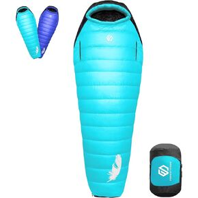ForestDawn 32/15 Degree F Down Sleeping Bag, 550/650 Down Fill Power Cold-Weather Mummy Sleeping Bag for Adults, Ultralight 4 Season Camping, Hiking, Backpacking