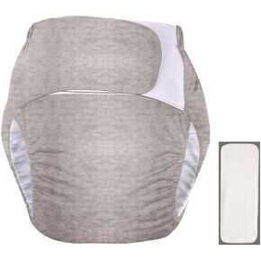 DEEYOTA Adult Velcro Cloth Diaper with a Diaper,Incontinence Diaper Cover,Incontinence Protection Diaper Underwear,Reusable,Washable,Adjustable,Suitable for Bedridden,Elderly,and Incontinence