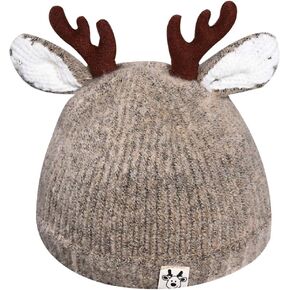 Queena Cute Reindeer Baby Beanie Warm Hat Knit Skull Beanie Cap Photo Prop for Toddler Girls Boys