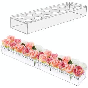 Lifeaider Clear Acrylic Flower Vase Rectangular, 23.3 Inch Long, Floral Centerpiece for Dining Table Decorations for Home in Kuwait