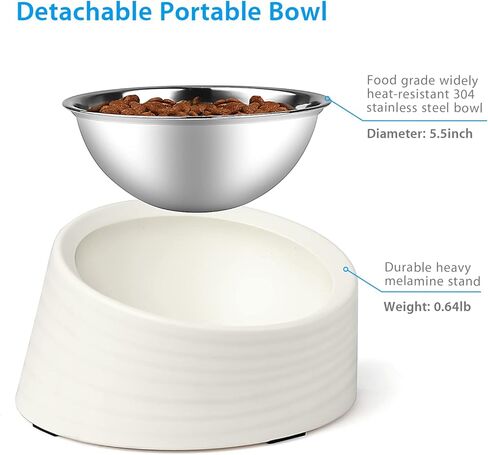 Tilted Angle Dog Bowl, 15° Slanted Stainless Steel Dog Cat Food Bowl, Non-Slip & Non-Spill Pet Feeder with Elevated Detachable Melamine Stand, Easy to Get Food Dog Dish, Small 0.5 Cup Black in Kuwait