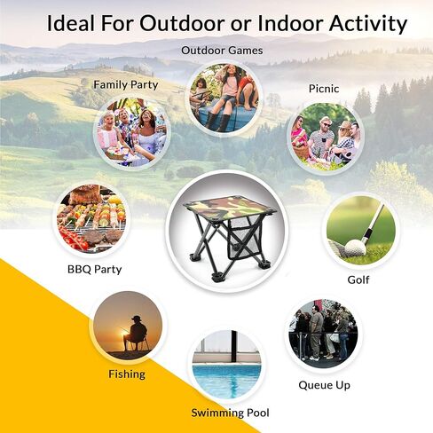 Outrav Camping Stool - Outdoor Travel Folding Small Chair - Portable Stool for Camping, Fishing, Hiking, Gardening, & Beach - Heavy Duty, Lightweight Easy to Carry Camping Seat with Carry Bag in Kuwait