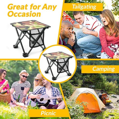 Outrav Camping Stool - Outdoor Travel Folding Small Chair - Portable Stool for Camping, Fishing, Hiking, Gardening, & Beach - Heavy Duty, Lightweight Easy to Carry Camping Seat with Carry Bag in Kuwait