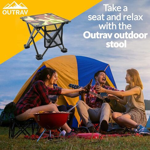 Outrav Camping Stool - Outdoor Travel Folding Small Chair - Portable Stool for Camping, Fishing, Hiking, Gardening, & Beach - Heavy Duty, Lightweight Easy to Carry Camping Seat with Carry Bag in Kuwait