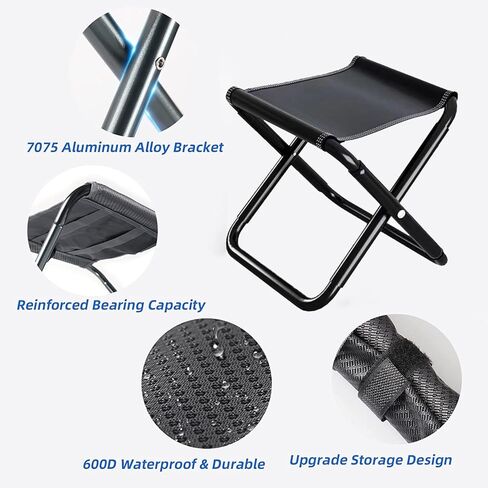 KFDKRG 2 حزمة من مقاعد التخييم، دعامة من سبائك الألومنيوم، مقعد محمول قابل للطي مقاس 12 بوصة مع حقيبة حمل للمشي في الهواء الطلق والمشي لمسافات طويلة وصيد الأسماك بسعة 300 رطل مع حقيبة حمل (q1) in Kuwait