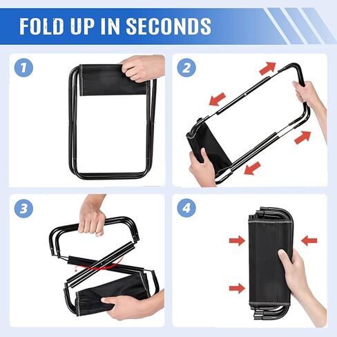 KFDKRG 2 حزمة من مقاعد التخييم، دعامة من سبائك الألومنيوم، مقعد محمول قابل للطي مقاس 12 بوصة مع حقيبة حمل للمشي في الهواء الطلق والمشي لمسافات طويلة وصيد الأسماك بسعة 300 رطل مع حقيبة حمل (q1) in Kuwait