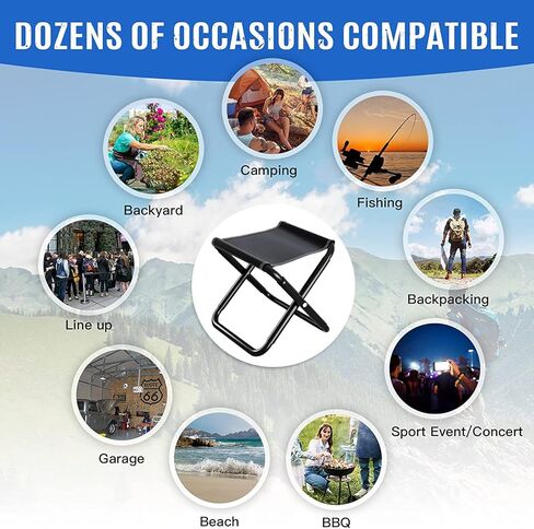 KFDKRG 2 حزمة من مقاعد التخييم، دعامة من سبائك الألومنيوم، مقعد محمول قابل للطي مقاس 12 بوصة مع حقيبة حمل للمشي في الهواء الطلق والمشي لمسافات طويلة وصيد الأسماك بسعة 300 رطل مع حقيبة حمل (q1) in Kuwait