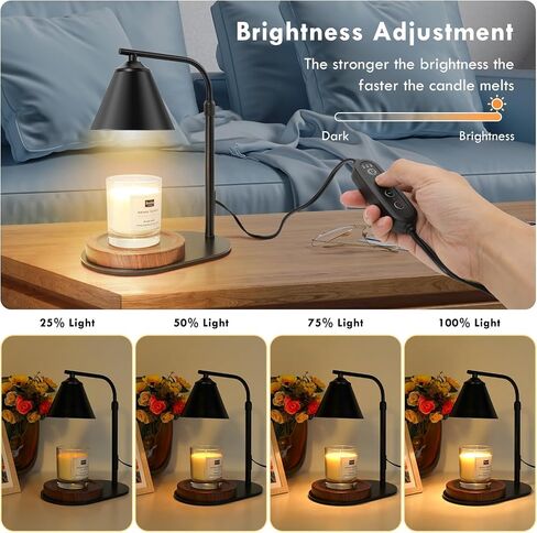 Candle Warmer Lamp, Candle Warmer with Timer & Dimmer, Adjustable Height Candle Lamp with 2 Bulbs Compatible with Jar Candles, Gifts for Mom, Electric Candle Lamp Warmer for Home Decor (Black) in Kuwait