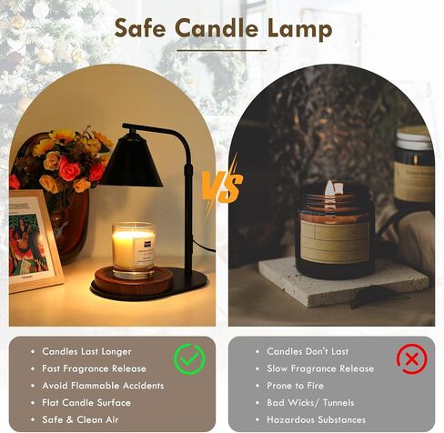 Candle Warmer Lamp, Candle Warmer with Timer & Dimmer, Adjustable Height Candle Lamp with 2 Bulbs Compatible with Jar Candles, Gifts for Mom, Electric Candle Lamp Warmer for Home Decor (Black) in Kuwait