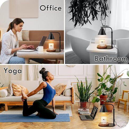 Candle Warmer Lamp, Candle Warmer with Timer & Dimmer, Adjustable Height Candle Lamp with 2 Bulbs Compatible with Jar Candles, Gifts for Mom, Electric Candle Lamp Warmer for Home Decor (Black) in Kuwait