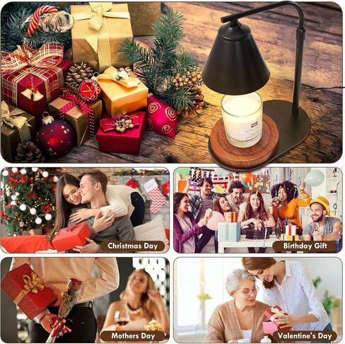 Candle Warmer Lamp, Candle Warmer with Timer & Dimmer, Adjustable Height Candle Lamp with 2 Bulbs Compatible with Jar Candles, Gifts for Mom, Electric Candle Lamp Warmer for Home Decor (Black) in Kuwait