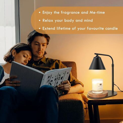 Candle Warmer Lamp, Candle Warmer with Timer & Dimmer, Adjustable Height Candle Lamp with 2 Bulbs Compatible with Jar Candles, Gifts for Mom, Electric Candle Lamp Warmer for Home Decor (Black) in Kuwait