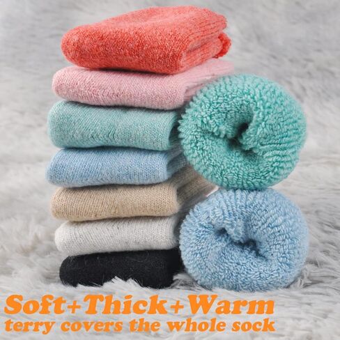 جوارب صوفية صغيرة للأطفال من الصوف جوارب سميكة دافئة للكاحل جوارب شتوية حرارية للطاقم جوارب طويلة للأطفال الصغار والأولاد والبنات 3/5 أزواج in Kuwait