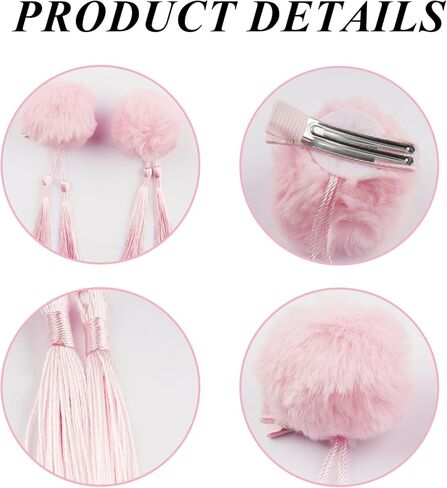 Hhdatc طفل الفتيات إكسسوارات الشعر النمط الصيني ، كرات شعر فروي عقال مقاطع جديدة فتاة الانحناء شرابات مشابك الشعر in Kuwait