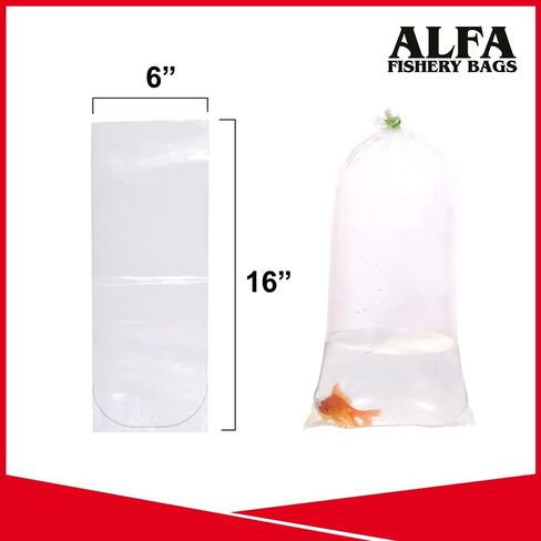 Round Corners Bottom Leak Proof Clear Plastic Fish Bags Size 6 Inches for Marine and Tropical Fish Transport 2 mil. (6" x 14" / 100 Pack) in Kuwait