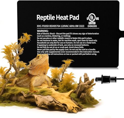 BUCATSTATE Reptile Heat Pad Under Tank Heater, 6 * 8 Inch 8W MET Certified Terrarium Heating Pad Mat for Hermit/Lizard/Spider/Frog/Turtle/Snake/Plant 10-20gal Tank in Kuwait