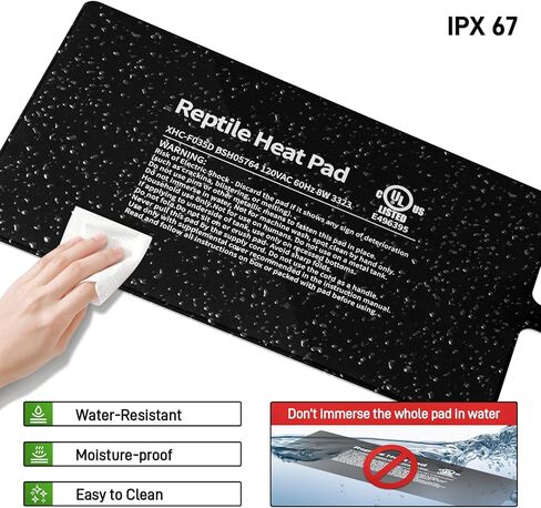 BUCATSTATE Reptile Heat Pad Under Tank Heater, 6 * 8 Inch 8W MET Certified Terrarium Heating Pad Mat for Hermit/Lizard/Spider/Frog/Turtle/Snake/Plant 10-20gal Tank in Kuwait