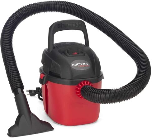 Shop-Vac 2021000 Micro Vacuum Wet/Dry Vac، مكنسة كهربائية صغيرة الحجم محمولة مع مقبض قابل للطي ودعامة جدارية وملحقات متعددة الوظائف تستخدم حقيبة فلتر من النوع A وغطاء إسفنجي من النوع MM in Kuwait