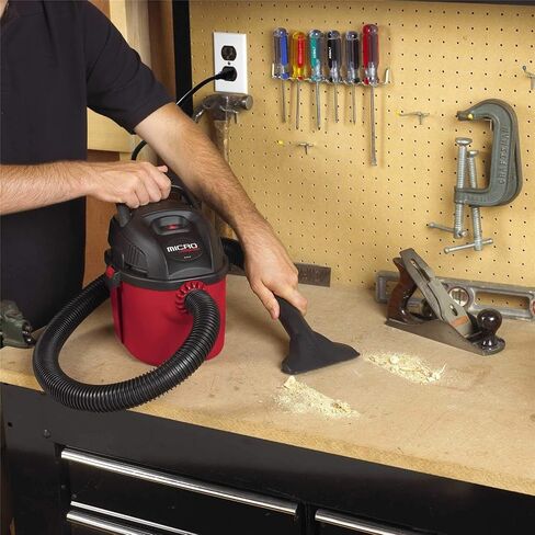 Shop-Vac 2021000 Micro Vacuum Wet/Dry Vac، مكنسة كهربائية صغيرة الحجم محمولة مع مقبض قابل للطي ودعامة جدارية وملحقات متعددة الوظائف تستخدم حقيبة فلتر من النوع A وغطاء إسفنجي من النوع MM in Kuwait