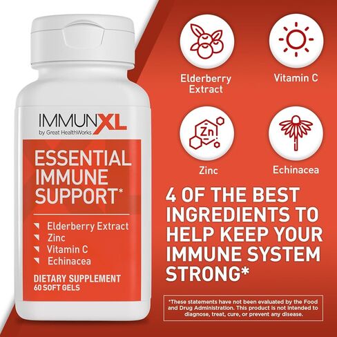 ImmunXL Provides All Year-Long Immune Support with Vitamin C and zinc, and Contains Powerful antioxidants Elderberry and echinacea, for Life’s Stressful Immune Challenges. (60 Soft Gels, 30 Servings) in Kuwait