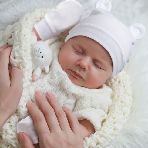 Newborn Baby Hat and Mittens Set Bear Ears Toddler Infant Beanie Caps Newborn Hospital Hat for Baby Boy Girl 0-3 Months in Saudi Arabia