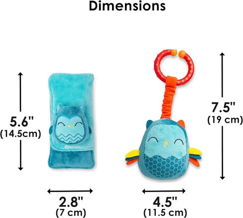 Diono Baby Owl Character Car Seat Straps & Toy, Shoulder Pads for Baby, Infant, Toddler, 2 Pack Soft Seat Belt Cushion and Stroller Harness Covers Helps Prevent Strap Irritation in Saudi Arabia