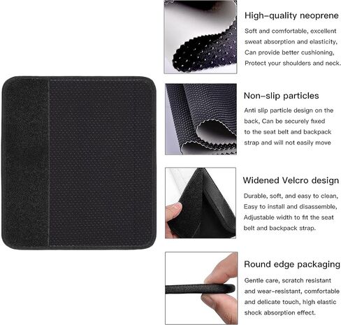 غطاء وسادة حزام مقعد السيارة من موكيوالا، عبوة من قطعتين ناعمة لحزام امان السيارة وسادة كتف للبالغين والاطفال، مناسب لحزام مقعد السيارة وشنطة الظهر وشنطة الكتف (لون اخضر رخامي) in Kuwait