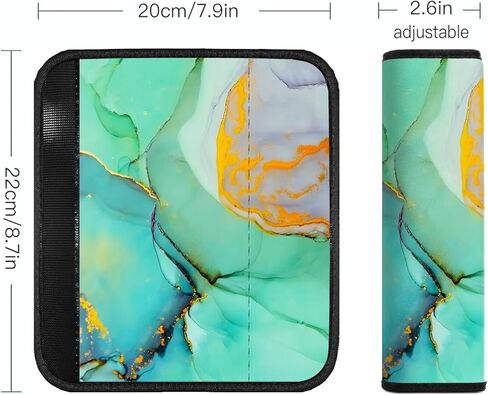 غطاء وسادة حزام مقعد السيارة من موكيوالا، عبوة من قطعتين ناعمة لحزام امان السيارة وسادة كتف للبالغين والاطفال، مناسب لحزام مقعد السيارة وشنطة الظهر وشنطة الكتف (لون اخضر رخامي) in Kuwait