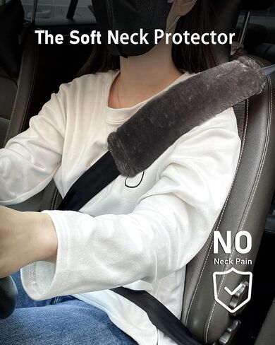 Faux Sheepskin Seat Belt Cover, Soft & Comfortable Seat Belt Shoulder Pad, Thick Car Seat Belt Cushion, Seat Belt Neck Protector for Kids Adults 4 Pack (Black) in Saudi Arabia