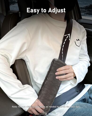 Faux Sheepskin Seat Belt Cover, Soft & Comfortable Seat Belt Shoulder Pad, Thick Car Seat Belt Cushion, Seat Belt Neck Protector for Kids Adults 4 Pack (Black) in Saudi Arabia