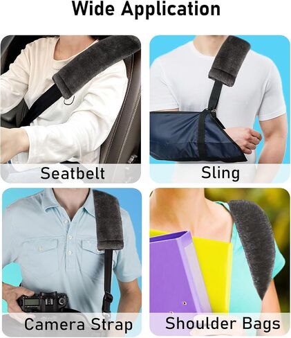 Faux Sheepskin Seat Belt Cover, Soft & Comfortable Seat Belt Shoulder Pad, Thick Car Seat Belt Cushion, Seat Belt Neck Protector for Kids Adults 4 Pack (Black) in Saudi Arabia