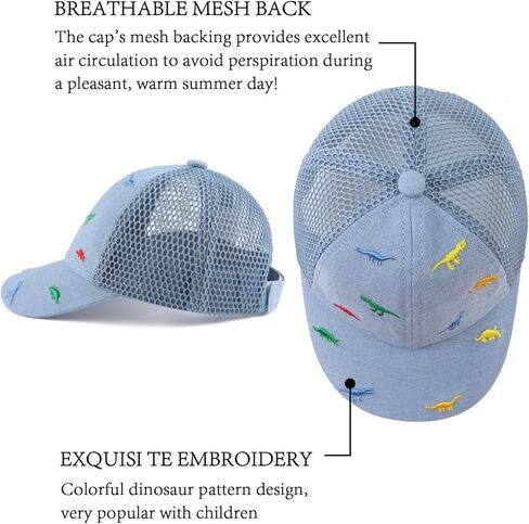 JANGANNSA Dinosaur Boys Girls Caps Embroidery Baby Baseball Caps Cotton Infant Toddler Kids Hat Spring Summer Autumn in Saudi Arabia