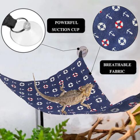 Crested Gecko Tank Accessories, Coconut Hut with Ladder Reptile Hammock Colorful Hanging Plants Jungle Climber Vine Coco Shell Hideout Habitat Decor for Bearded Dragon Lizard Gecko Snake in Kuwait