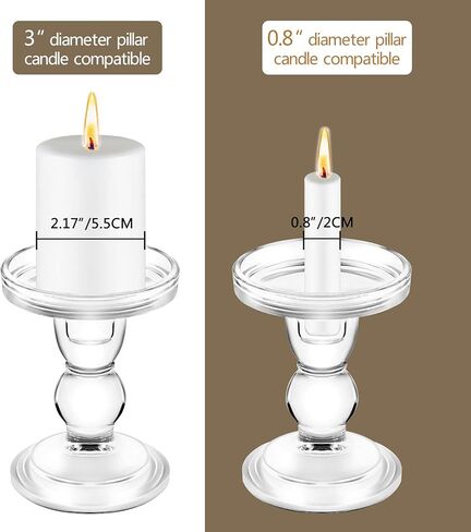 Denique Glass Candle Holder Set of 3, Clear Crystal Candlestick Holders for Pillar Taper Candle and Tealight, for Home Dinner Table Wedding Party Home Decor in Kuwait