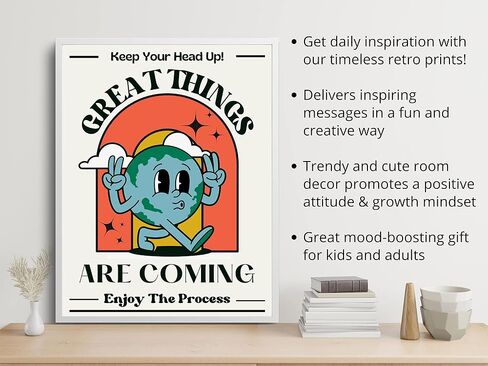 Retro Poster Wall Art Print, Positive Quote Funny Motivational Inspirational That Girl Room Decor Aesthetic For Teen Girls , College Apartment Dorm Bedroom, Cute Trendy Wall Decor, 60s 70s 80s Poster in Kuwait