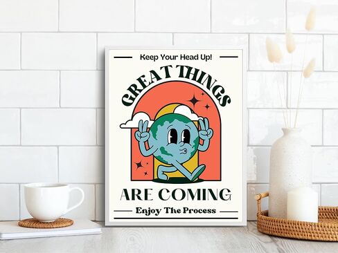 Retro Poster Wall Art Print, Positive Quote Funny Motivational Inspirational That Girl Room Decor Aesthetic For Teen Girls , College Apartment Dorm Bedroom, Cute Trendy Wall Decor, 60s 70s 80s Poster in Kuwait