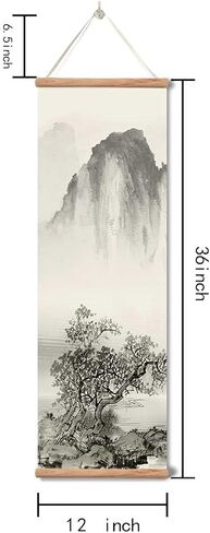 لوحة المناظر الطبيعية ، جدار الفن الأسود والأبيض لغرفة المعيشة غرفة النوم ، ديكور الحبر الصيني التقليدي ، الملصقات والطباعات، مجموعة 4 قطع لوحة خشبية ثابتة معلقة (12 بوصة × 36 بوصة × 4 قطع) in Kuwait