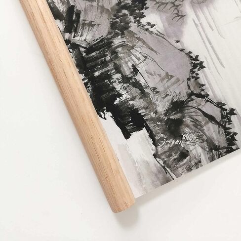 لوحة المناظر الطبيعية ، جدار الفن الأسود والأبيض لغرفة المعيشة غرفة النوم ، ديكور الحبر الصيني التقليدي ، الملصقات والطباعات، مجموعة 4 قطع لوحة خشبية ثابتة معلقة (12 بوصة × 36 بوصة × 4 قطع) in Kuwait