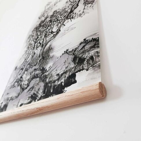 لوحة المناظر الطبيعية ، جدار الفن الأسود والأبيض لغرفة المعيشة غرفة النوم ، ديكور الحبر الصيني التقليدي ، الملصقات والطباعات، مجموعة 4 قطع لوحة خشبية ثابتة معلقة (12 بوصة × 36 بوصة × 4 قطع) in Kuwait