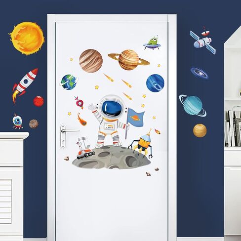 wondever Outer Space Astronaut Wall Stickers Planets Rocket Peel and Stick Wall Art Decals for Baby Nursery Kids Bedroom Playroom in Saudi Arabia