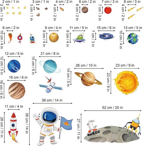 wondever Outer Space Astronaut Wall Stickers Planets Rocket Peel and Stick Wall Art Decals for Baby Nursery Kids Bedroom Playroom in Saudi Arabia