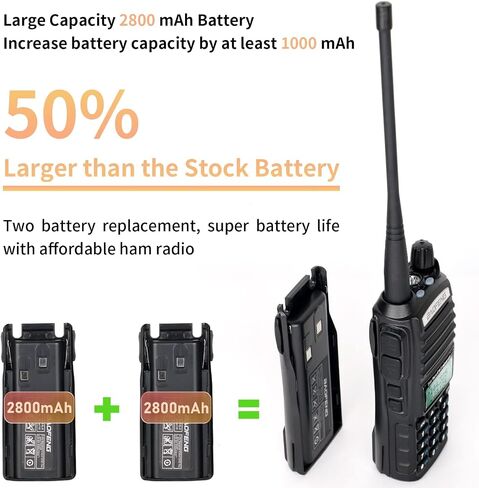 BaoFeng UV-82 High Power BaoFeng Radio Ham Radio Handheld 2 Way Radio Walkie Talkies with Earpiece,Handheld Speaker Mic and Programming Cable (2 Pack-Black) in Kuwait