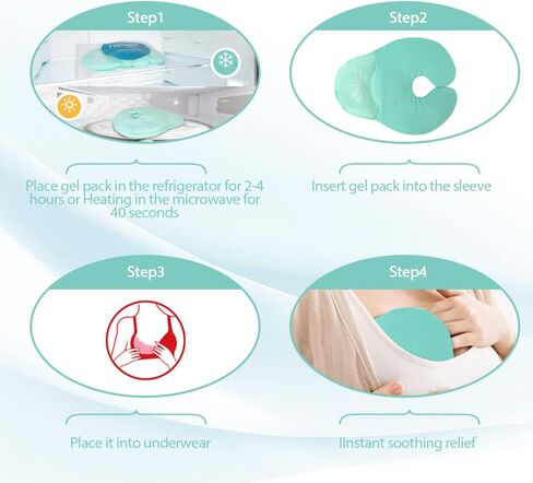 NEWGO Breast Ice Pack for Breast Surgery, 2 Pack Nipple Ice Packs Breastfeeding Ice Packs Reusable for Nursing Mother, Hot Cold Therapy Breast Gel Pack with Washable Cover(Green) in Saudi Arabia