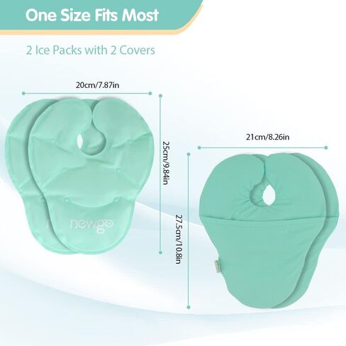 NEWGO Breast Ice Pack for Breast Surgery, 2 Pack Nipple Ice Packs Breastfeeding Ice Packs Reusable for Nursing Mother, Hot Cold Therapy Breast Gel Pack with Washable Cover(Green) in Saudi Arabia