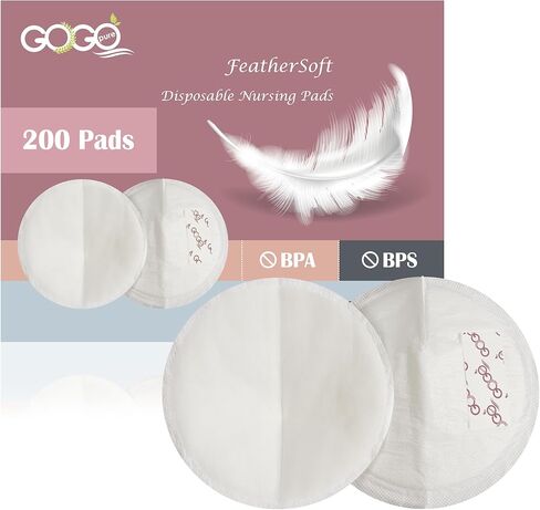وسادات الرضاعة GoGo Pure 200CT FeatherSoft للاستعمال مرة واحدة، رفيعة للغاية، سريعة الامتصاص، بقطر 5.12 بوصة، تغطية كاملة، تصميم محيطي ثلاثي الأبعاد، راحة إضافية، مغلفة بشكل فردي in Kuwait