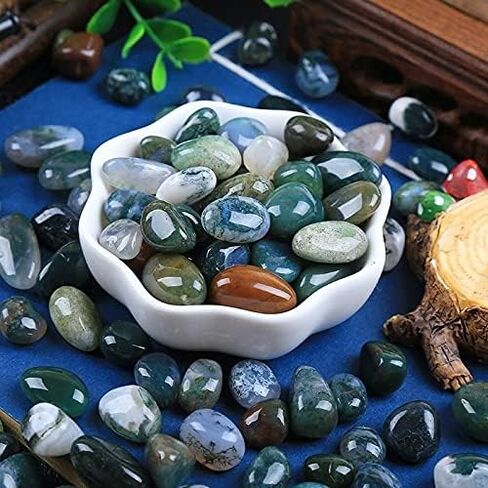 Rooxin 1.1lb Polished Stones Fish Tank Pebbles,Mixed Color Agate Stone Gravel, Decorative Stones for Plants Cacti & Succulents Bedding, Landscape, Vase Filler, Indoor Fountain Stones 0.78-1.18 Inch in Saudi Arabia