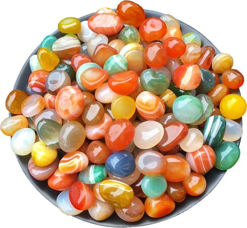 أحجار العقيق المصقولة من Oubest، حصى كريستالية ملونة لصخور حوض السمك، حصى حوض السمك، أحجار كريمة حشو مزهرية 1.1 رطل/500 جم (15-20 مم) in Kuwait