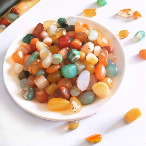 أحجار العقيق المصقولة من Oubest، حصى كريستالية ملونة لصخور حوض السمك، حصى حوض السمك، أحجار كريمة حشو مزهرية 1.1 رطل/500 جم (15-20 مم) in Kuwait