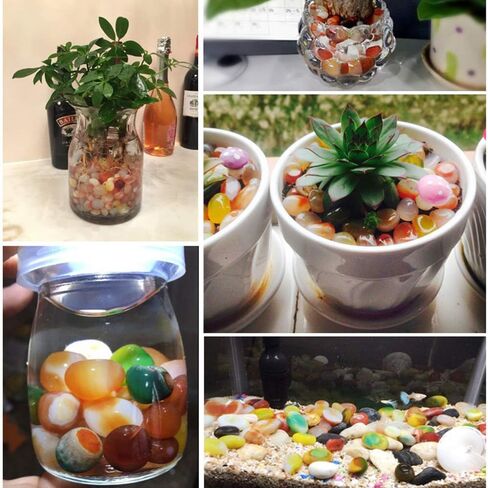 أحجار العقيق المصقولة من Oubest، حصى كريستالية ملونة لصخور حوض السمك، حصى حوض السمك، أحجار كريمة حشو مزهرية 1.1 رطل/500 جم (15-20 مم) in Kuwait